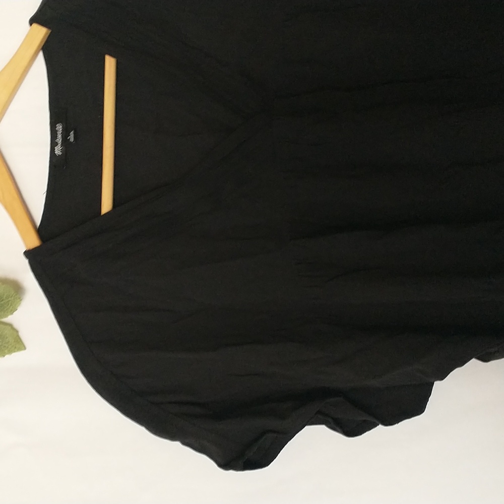 Madewell Black V-Neck Women's Cap Sleeve Top Blouse Oversized Small - Picture 4 of 6